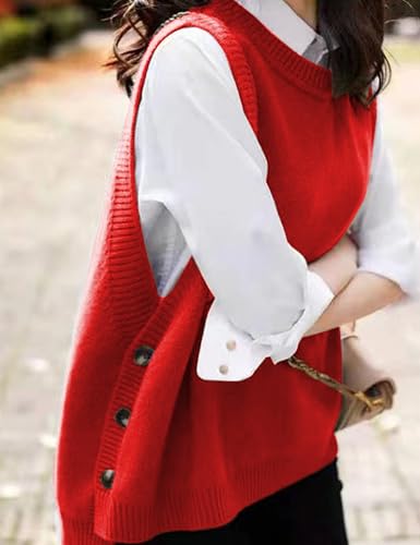 Image of Mingzhu Womens Sleeveless Round Neck Pullover Low Ribbed Knit Sweater Vest