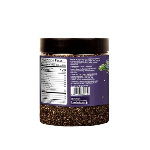 Farmley Chia Seeds | 0.71 lbs, 11.46 oz | Premium Raw Chia Seeds, Natural Whole Raw Black Superfood, Plant Based Protein, Chia Seed with High Source of Fiber including Omega 3, Vegan (Pack of 1) - Thumbnail 2