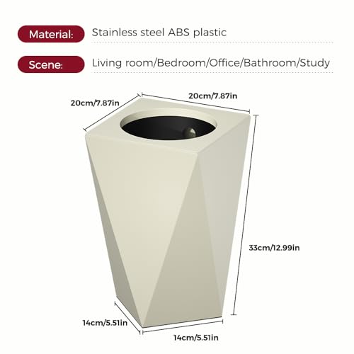 LEASYLIFE 10L/2.6GAL Modern Open top Garbage can,Cream Bathroom tarsh can,Small White Wastebasket for Bathroom,Bedroom,Office,Living Room,Hotel (White) by LEASYLIFE - Used condition - Image 8