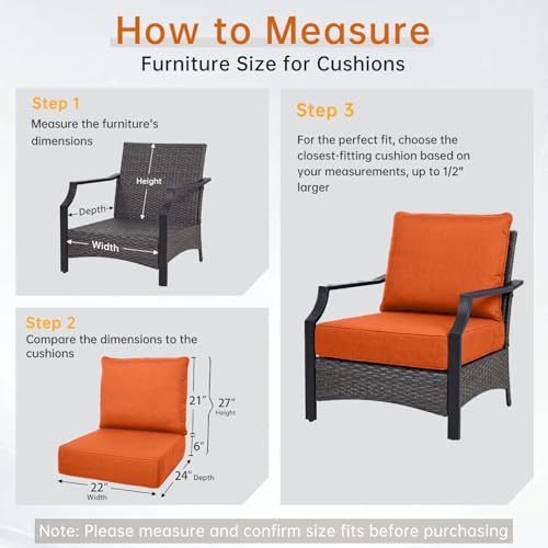 Image of Luxury Outdoor Seat Cushion Set-22 x 24 x 6 Inch Outdoor Chair Cushions with Water Resistant & Removable Cover Outdoor Cushions for Patio Furniture Chair Sofa Couch