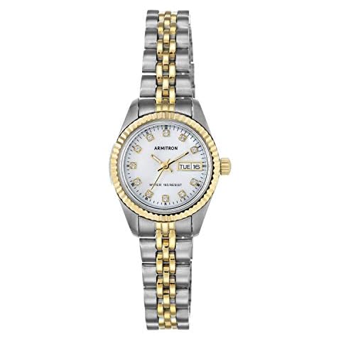 Armitron Women's Crystal Accented Two-Tone Bracelet Watch Cover