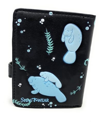 Shag Wear Manatee Playhouse Small Wallet for Women and Teen Girl Vegan Faux Leather Black 4.5"3