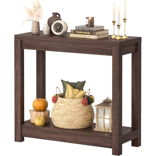 Besiost Small Farmhouse Wood Entryway Table Narrow Console Table with