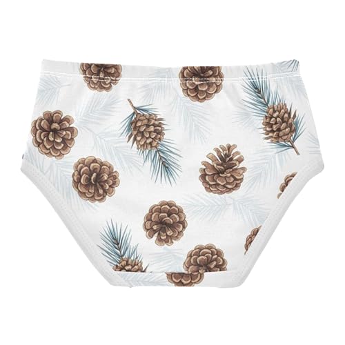 Cotton Girls Underwear Toddlers Watercolor Brown Pinecones White Panties Little Girl Designer Briefs Undies Kids 2t2