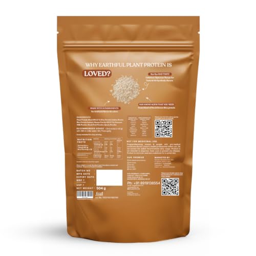Image of Earthful Honest Plant Protein | 24g Protein /Serving & 4.9g BCCAs | For Weight Management, Energy, Muscle Support & Recovery | Made with Pea & Brown Rice | Alphonso Mango - 504g