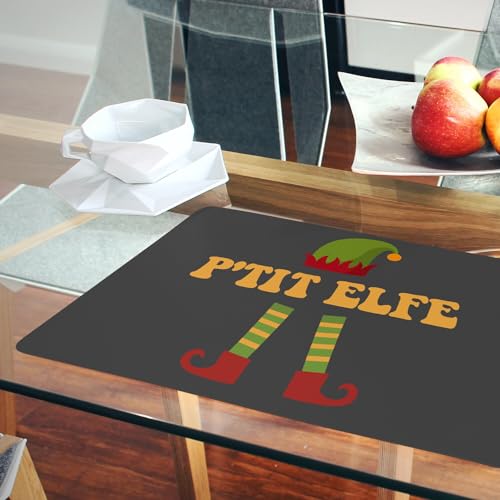 Lot de 4 sets de table souples en liège napperons noir Noël grand format - 6