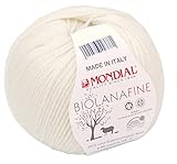 Biowolle Mondial Biolana Fine Farbe 100, 50g Wolle organic wool zum Stricken oder Häkeln