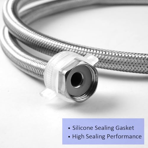 100cm Flexschlauch Wasserhahn, 304 Edelstahl Anschlussschlauch Armatur, G1/2 x G1/2 Armaturenschlauch, Panzerschlauch 1/2 Zoll, Dusche Umflechtung Flexschlauch für Wasserhahn Mischbatterie