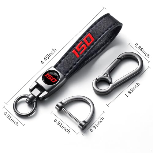 Image of Car Keychain, Black Leather & Metal Car Key Fob Holder, Car Keychain Accessories