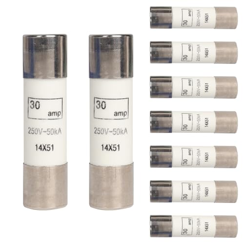 9 Pcs 30 Amp Fuse for fusible Disconnect Box, 250V~50kA, 2 x 0.55 (14mm x 51mm), Ideal for HVAC Systems, Air Conditioners & Home Appliances (Pack of 9)
