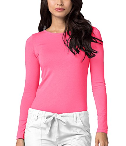 Image of Adar Womens Comfort Long Sleeve T-Shirt Underscrub Tee - 2900 - Neon Pink - S