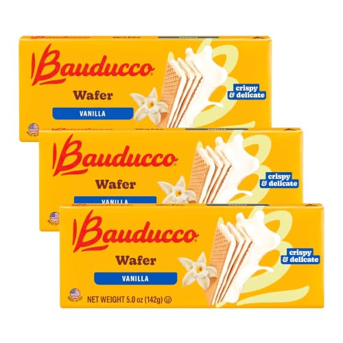 Bauducco Vanilla Wafers - Crispy Wafer Cookies With 3 Delicious, Indulgent, Decadent Layers of Vanilla Flavored Cream - Delicious Sweet Snack or Desert - 5.0 oz (Pack of 3)