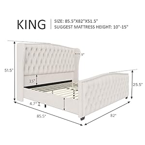 Amerlifekingsizeplatformbedframevelvetupholsteredbedwithdeepbuttontuftednailheadtrimwingbackheadboardnoboxspringrequiredcream Urban Country Home Decor Amerlife king size platform bed frame velvet upholstered bed with deep button tufted nailhead trim wingback headboardno box spring requiredcream urban country home decor
