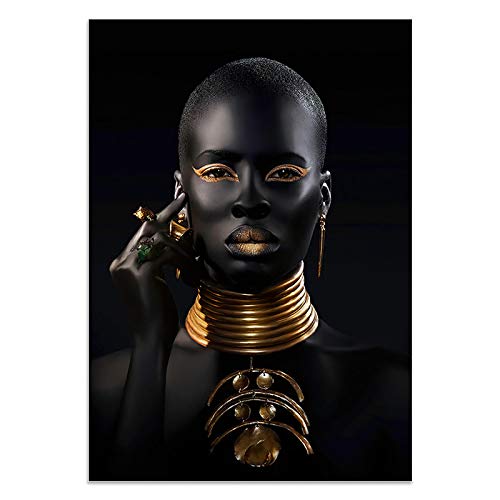Peinture femme noire moderne art mural sur toile pour illuminer un séjour
