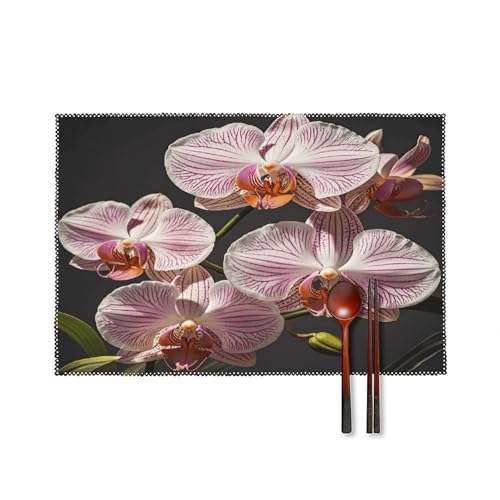 Sets de table rectangulaires déco orchidées pour repas de salle à manger - 2