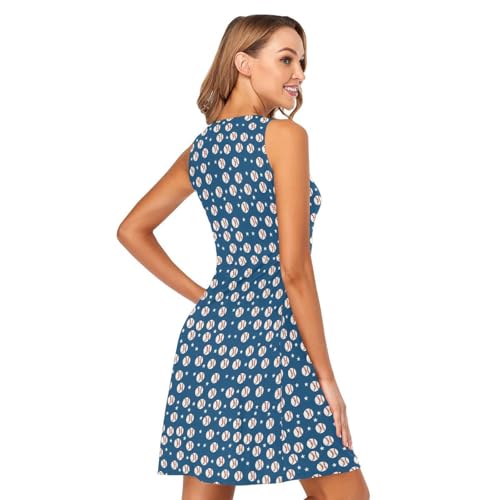 Image of ALAZA Women's Summer Dress Sun Dress Sleeveless with Pockets
