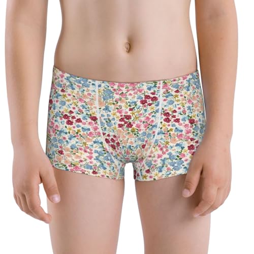 Boys' Cotton Boxer Brief Soft Underwear-Trendy Floral Design