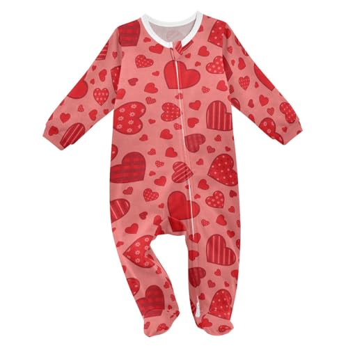 Hearts Flowers Lines Plaid Dots Baby One-Piece Footies Newborn Rompers Pajamas Cotton Footed Pjs for Sleep Play Boys Girls 3 Month