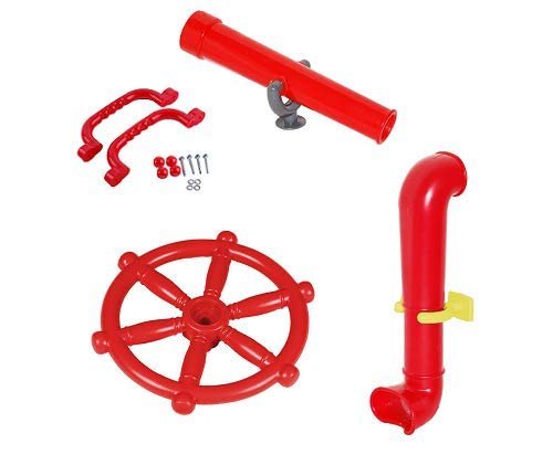 Spielturmzubehör Steuerrad+Teleskop+Periskop+Griffe Set Spielplatz Pirat (blau)