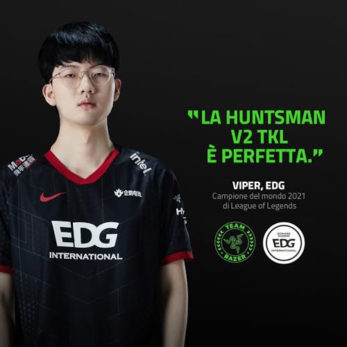 Huntsman V2 Tenkeyless (Interruttore Rosso) - Tastiera da Gioco Ottica (Interruttori Ottici Lineari Gen-2, Copri Tasti Doubleshot PBT, Poggiapolsi Ergonomico) Layout USA | Quarzo rosa - Tastiera gaming - Immagine 1