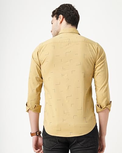 Image of Pale Yellow Printed Royal Oxford Shirt