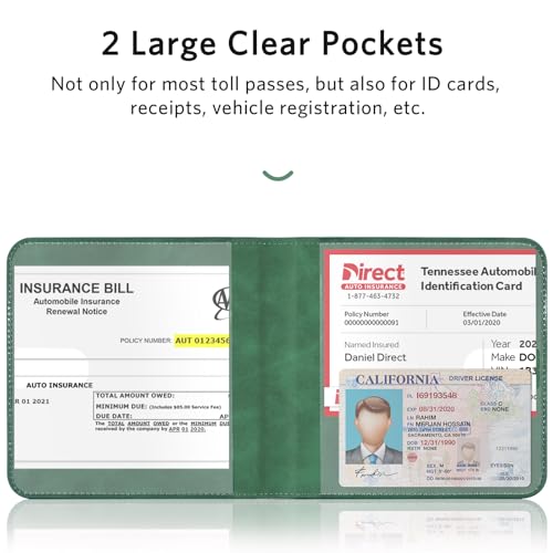 Image of CoBak Car Registration and Insurance Holder - Vehicle Glove Box Car Organizer, Auto Truck Comparment Accessories Case for Essential Document, Driver License, Cards (Emerald)