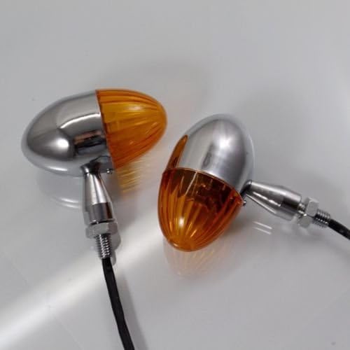 Bullet M10 10mm Turn Signals Light Lamp Indicator For Harley Cruiser Cafe Racer Chooper XL FL Bobber 1200 Suzuki Honda Kawasaki Yamaha CB GS VN XS Street Vintage Retro (Chrome/Amber)