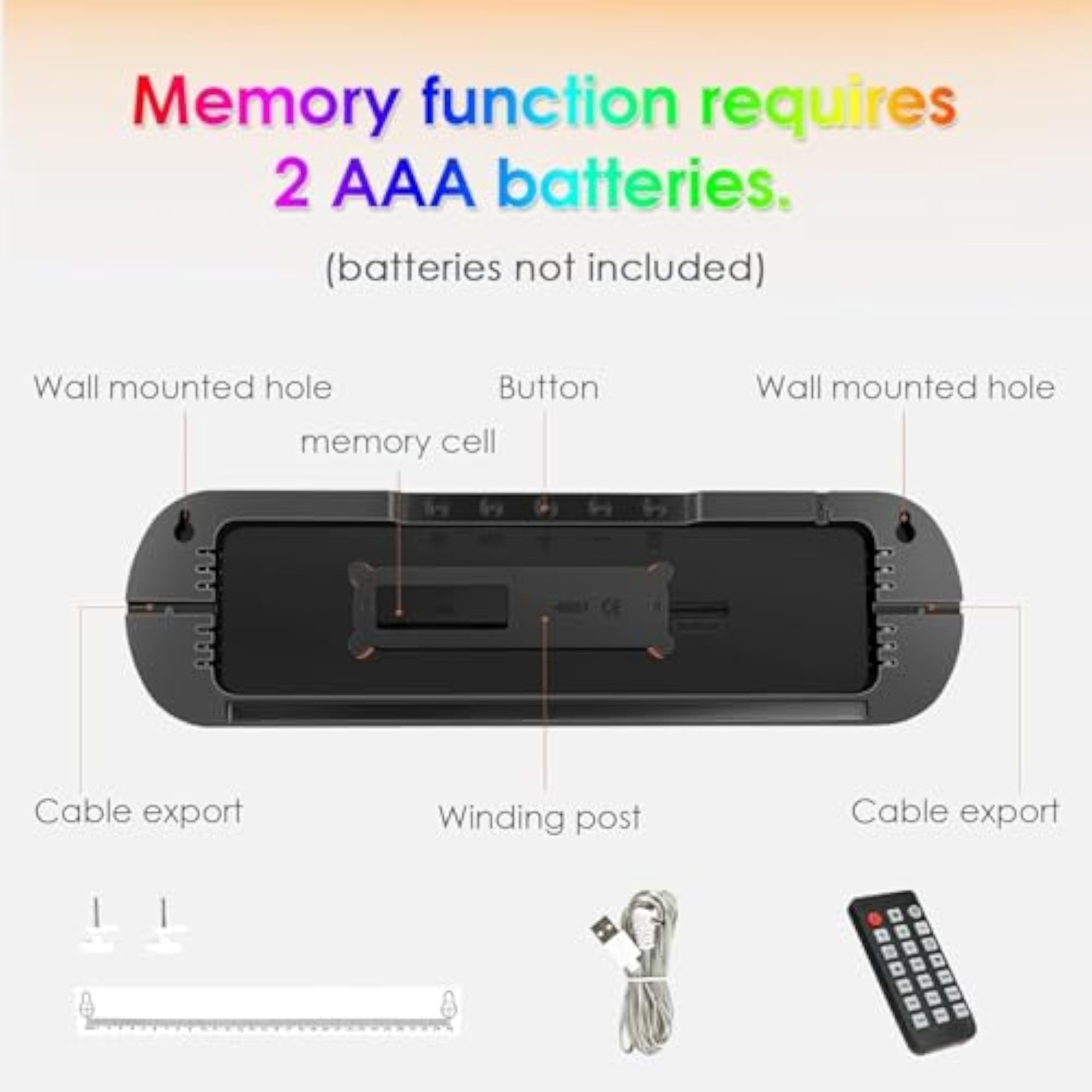 Digital Wall Clock, Large Display, 13.7 inch with Remote Control