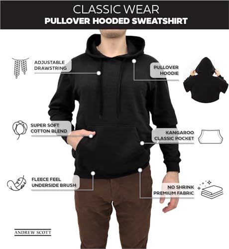 Andrew Scott Cotton Hoodie, Soft Midweight Fleece, Pullover Hooded Sweatshirt for Men - Multi Packs4