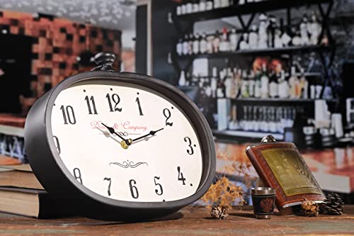 Dozily Oval Vintage Wall Clocks Battery Operated Silent Non-Ticking Decor Wall Clocks (Black) #TOP3