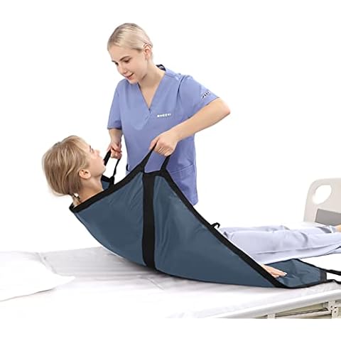 ZHEEYI Multipurpose 39" x 36" Positioning Bed Pad with Reinforced Handles - Reusable & Washable Patient Sheet for Turning, Lifting & Repositioning - Double-Sided Nylon Fabric, Gray Cover