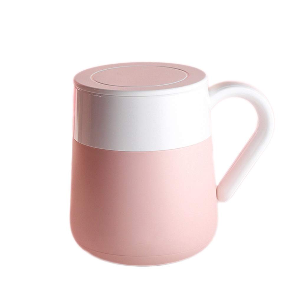 Kaffee-Becher Keramikbecher-Isolierung mit Deckel und Deckelkapazität Becher Glasbuchse Kaffeetasse Wärmedämmung und Anti-Branding-Teetasse 300ml (Color : Pink)