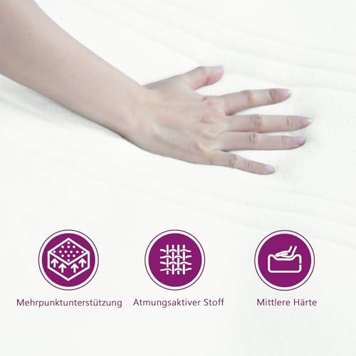 vidaXL Taschenfederkernmatratze Mittel Matratze Bett Matratzen Taschenfederkern Federkernmatratze Schaumstoffmatratze Dunkelgrau 140x190x20cm Samt – Bild 7