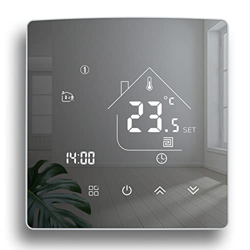 Beok Thermostat Miroir Thermostat de Chauffage Thermostat d'ambiance programmable Thermostat Mural numérique pour Chauffage par Le Sol électrique 16A TGR85EP