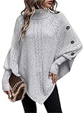 Qualité du tissu : ce pull poncho asymétrique à col roulé et boutonné est fabriqué dans un matériau doux, de haute qualité et légèrement extensible, offrant chaleur et respirabilité