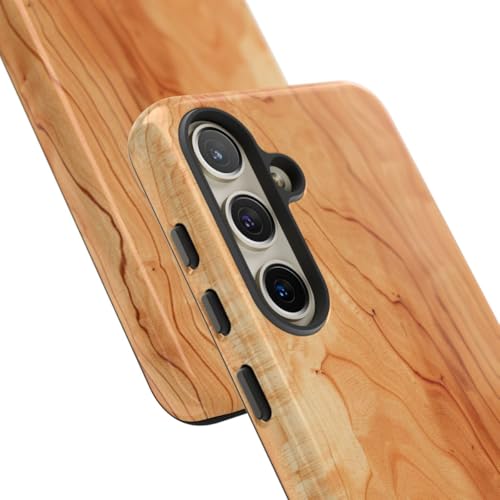 Coque Samsung S24 grain de bois de cerisier marron rigide