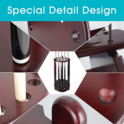 Hmqq Billiards Cue Rack(Solid Wood Pool Cue Rack With Holds 9 Sticks & Full Ball Set,Mohagany) #TOP6