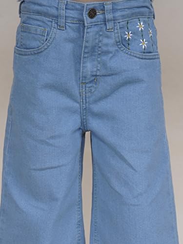 Image of KiddoPanti Girls Text Printed Flared Jeans