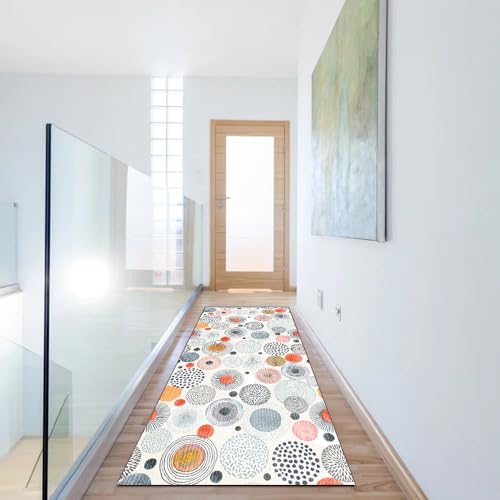 Alfombra de pasillo lavable que no se mueve gris abstracta 6