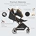 Gromast Gravity Folding Baby Stroller - Portable Travel Toddler Stroller w/Adjustable Backrest, Canopy & Cup Holder, Lightweight and UV Protected, One-Hand Automatic Folding - Black
