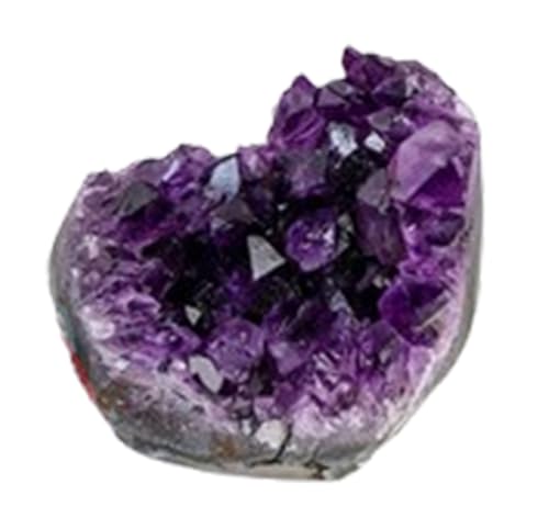 [REVIOTVVS] Amethyst Crystal Geode Cluster Heart Rock Quartz Crystals Stones Raw Gemstone for Home Decor,50~60mm