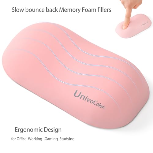Image of UnivoColors Design-Wave Wrist Rest, Artificial Sheepskin+Memory Foam+Ergonomic+Anti-Slip Gel, Resilience Support During Work and Gaming,Mouse Accessory,Pink
