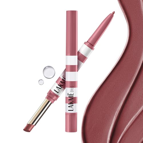 Image of Lakme 9to5 Hya Beach Edit, Lipstick + Liner Duo, Mocha Tide, Infused with Hyaluronic Acid, Vitamin E, Jojoba Oil, Comfortable Matte Finish, SPF Powered, Hydrating Lipstick, 2+0.2 g