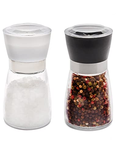 HöHscheid Gewürzmühle 2er Set mit Verstellbarem Keramikmahlwerk Manuell Pfeffermühle Salzmühle Salz und Pfeffer Mühle Set 170ml Cover