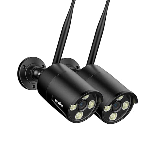 Image of ANNKE 2-Pack Add-on Security Camera System, 5MP Outdoor Wireless Bullet Cameras, Color Night Vision, Two-Way Audio, Metal Housing, Weatherproof