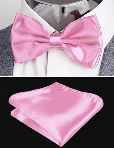 Image of Alizeal Mens Multicolored Silk Solid Cummerbund Bow Tie Set | with Cummerbund Pocket Square Pre-tied Adjustable for Mens Gift