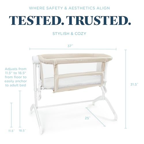 Image of Baby Delight Beside Me Wink Bassinet | Bedside Sleeper | 7-Position Height Adjustment | Organic Oat