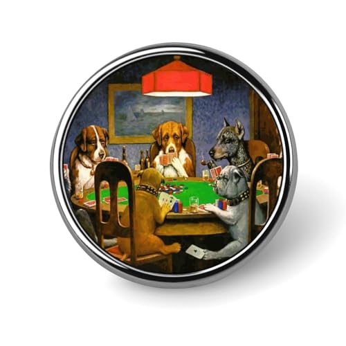 バッジ 円形 徽章 ポーカーをする犬 缶バッジ 胸章 ピンバッチ ボタンブローチ 25mm おしゃれ ネクタイピン コレクション バッグ飾 帽子 胸飾り かばん掛け 工芸品 取付簡単 男女兼用 プレゼント