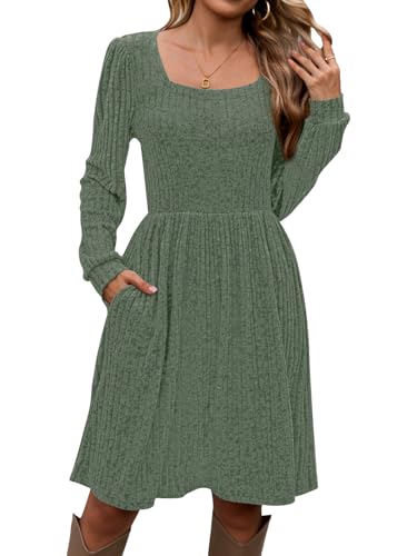 Naggoo Womens Square Neck Knit Dresses with...