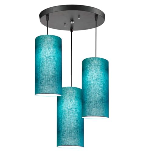 Image of 3 Set Hanging Cluster Light - Pendant Lamps in Cylindrical Shape for Living Rooms /Bed Rooms (Peacock Blue)